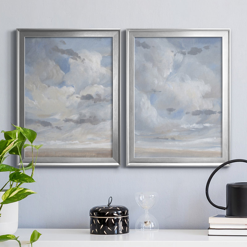 Bleu ciel I, reproduction encadrée de qualité supérieure - prête à être accrochée, Cadre argenté