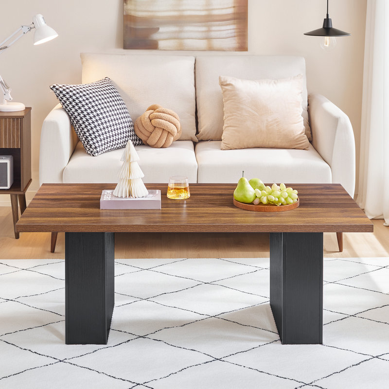 Table basse 47,2 po, table basse rectangulaire en bois, table basse simple