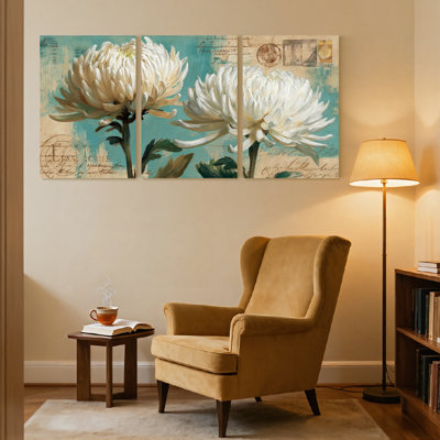 Plantes et fleurs, ensemble de 3 reproductions d'art sur toile