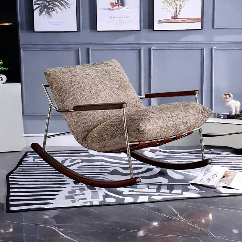 Chaise berçante confortable en chenille amovible, Taupe
