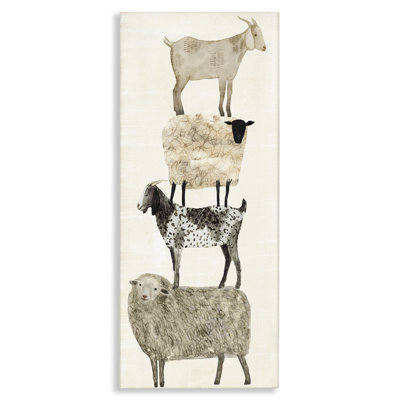 'Fun Stacked Sheep and Goats Farm Animals' Graphic Art Print