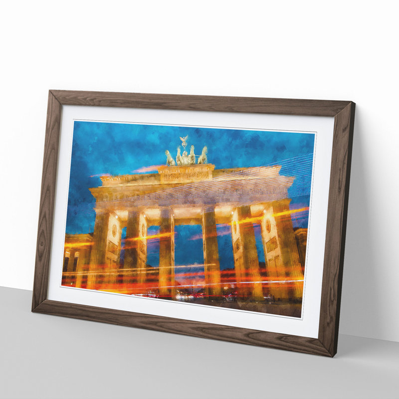 Brandenburg Gate in Berlin Vol.1 - Picture Frame Painting, Walnut, 36cm H x 48cm W x 2cm D