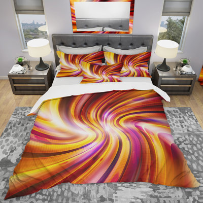 Warm Rainbow Abstract - Abstract Duvet Cover Set - Microfiber Polyester