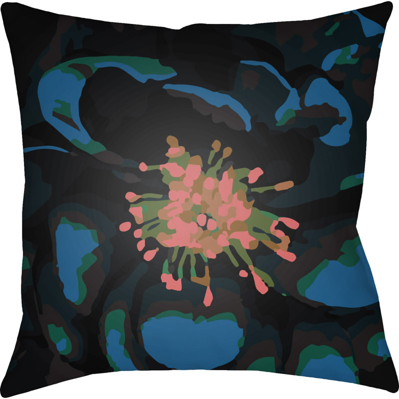 Abstract Floral Floral Throw Pillow, 20" H x 20" W x 4" D, Rust