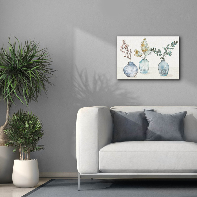 «Fresh Farmhouse 1 Blue» par Anne Tavoletti, art mural sur toile, H 18 po x l 26 po x P 0,75 po