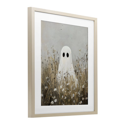 «Ghost In Field of Wildflowers», reproduction sous verre encadrée, design by Creative Studio