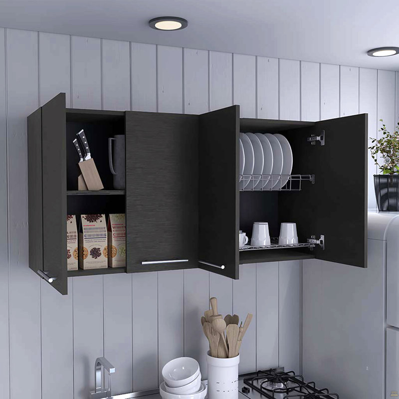 Armoire de cuisine Durham, quatre portes, Noir