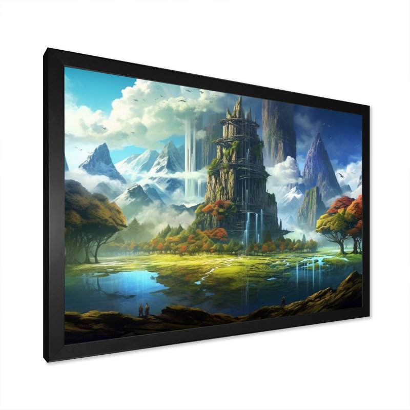 «Fairytale Castle III», reproduction sur toile, Cadre simple noir, H 16 po x l 32 po x P 1 po