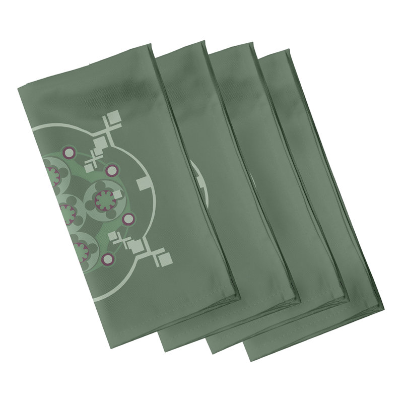 Clee Polyester Geometric Square Napkin, Green