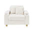 Canapé blanc simple en velours côtelé avec un coussin, deux coussins décoratifs, un repose-pieds et deux espaces de rangement.-640285689