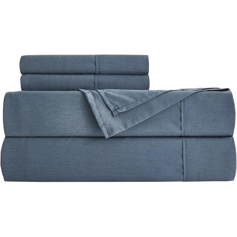 Steel Blue Rayon Bamboo Blend Queen Sheet Set
