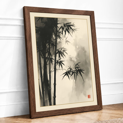 Bamboo in Mist Japandi - Framed Print