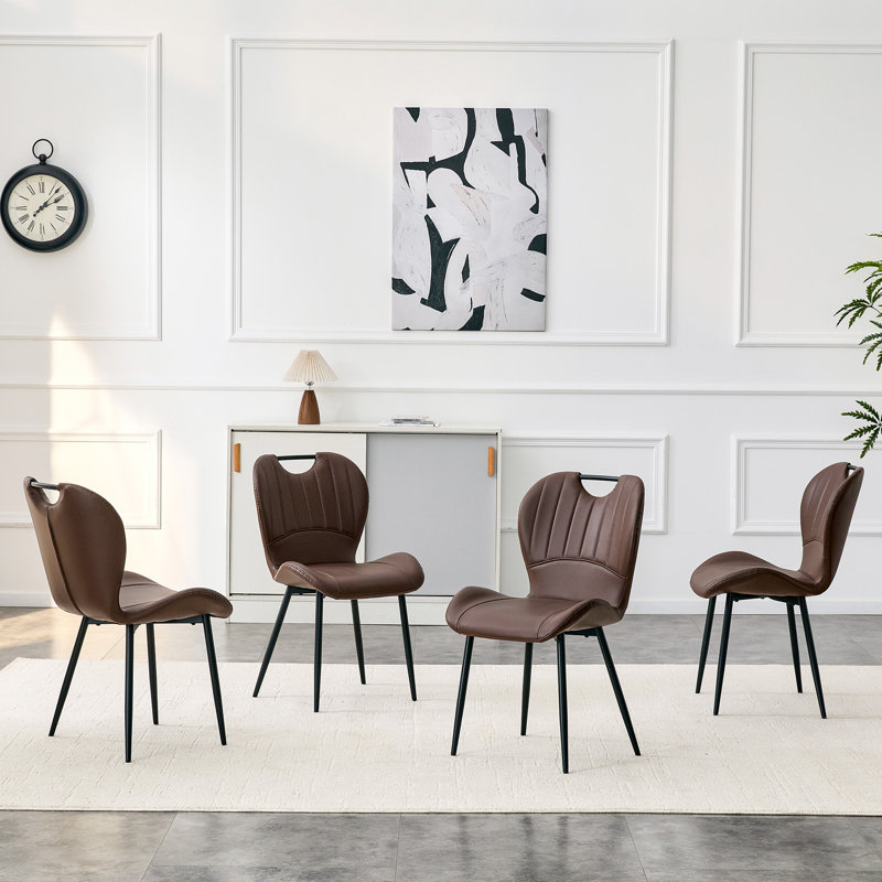 Ensemble de 4 chaises confortables en cuir PU, métal moderne pour la cuisine