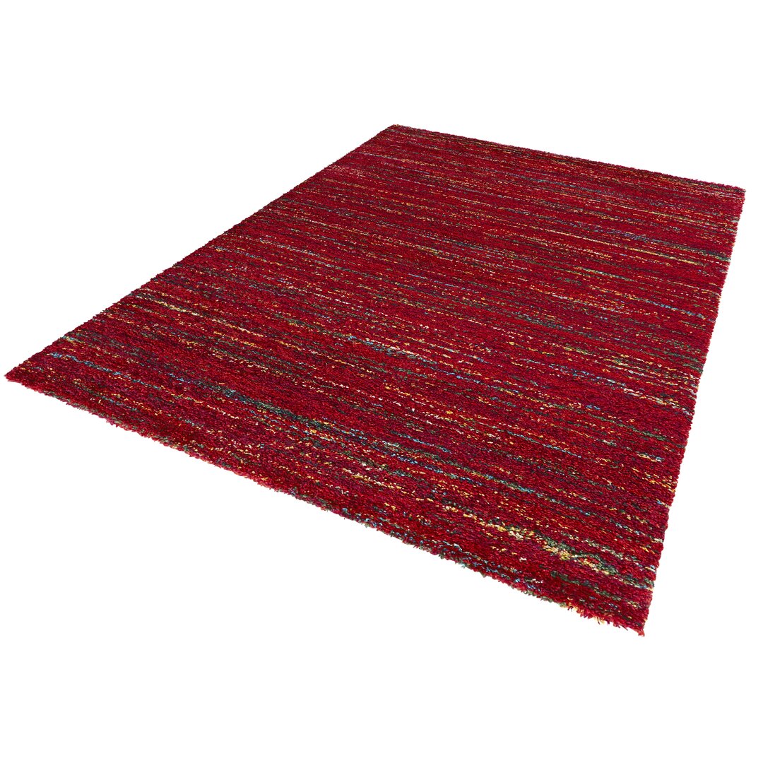 Chic Hochflor Teppich - Langflor Shaggy Flauschig Flokati für Wohnzimmer, Schlafzimmer - Rot