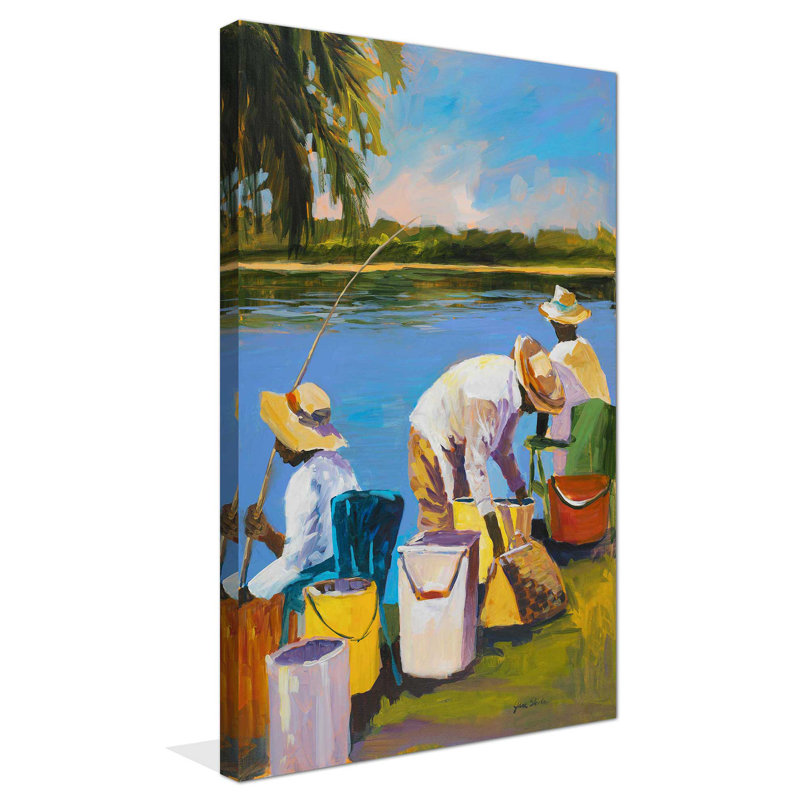 " Fishing I " by Jane Slivka, 60" H x 36" W x 1.5" D, Wrapped Canvas
