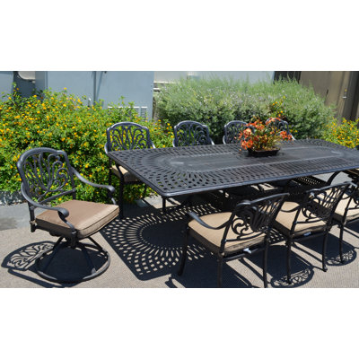 Allene Rectangular 10 - Person 84" Long Dining Set with Cushions