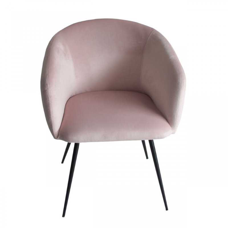 Chaise avec accoudoirs à dossier rembourré Sofea, Rose