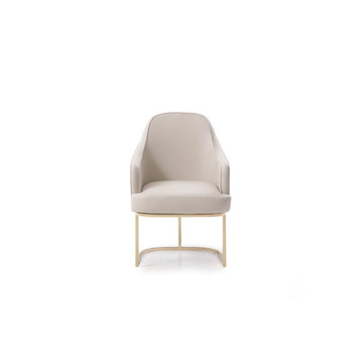 Chaise de salle à manger rembourrée grise et dorée