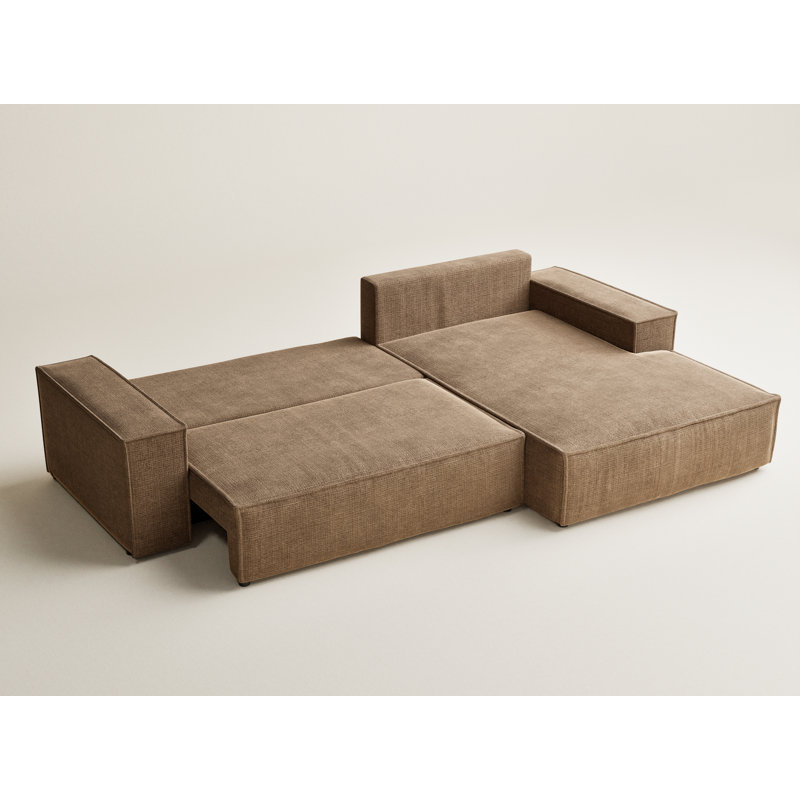 5 Seater Reclining Corner Sofa , Right Hand Facing, Brown Polyester/Chenille