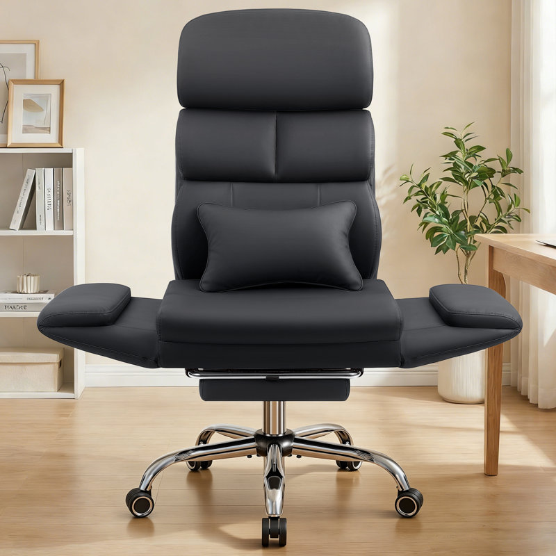Edinson Executive Office Chair with Swing Out Armrests, Expanded Seating Space, Black
