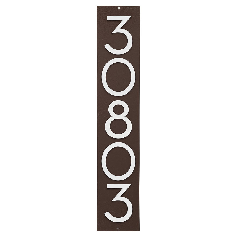 Plaque d'adresse verticale flottante 4 po (5 chiffres), Bronze romain, Blanc