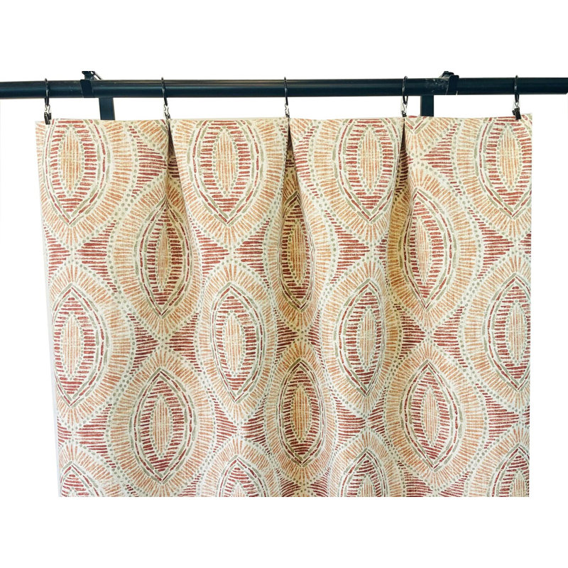 Rideaux damassés géométriques argile rouge et orange, L 25 po x L 84 po