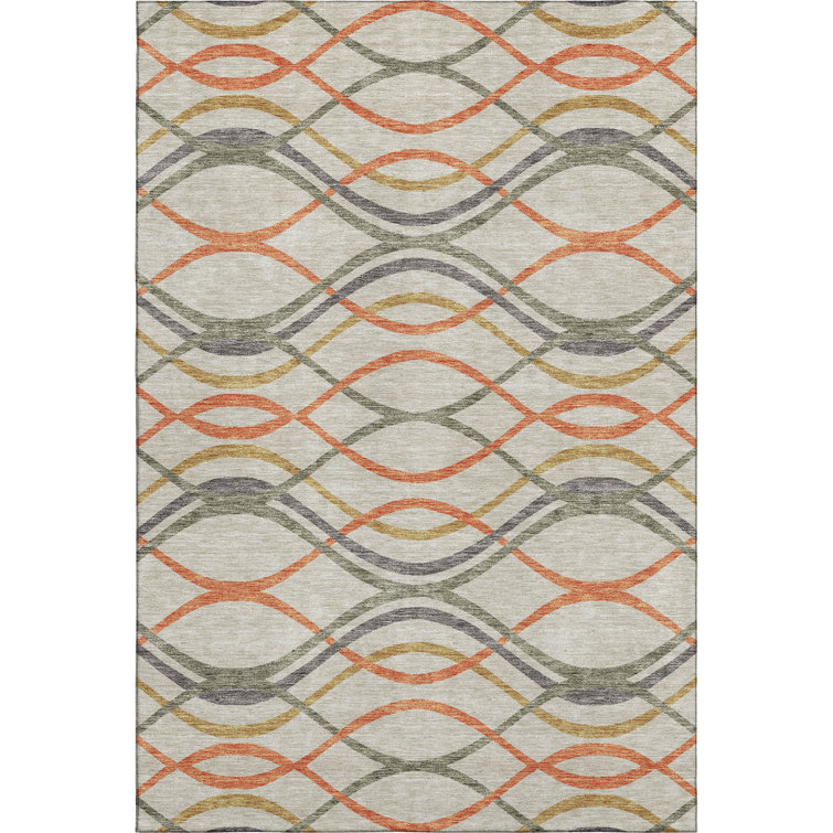 Premium Machine Washable Prisco Orange Rug