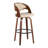 Pino Contemporary Fixed-Height Stool In Walnut Wood And Cream Faux Leather With Round Black Metal Footrest By Lumisource - Set Of 2-114850771