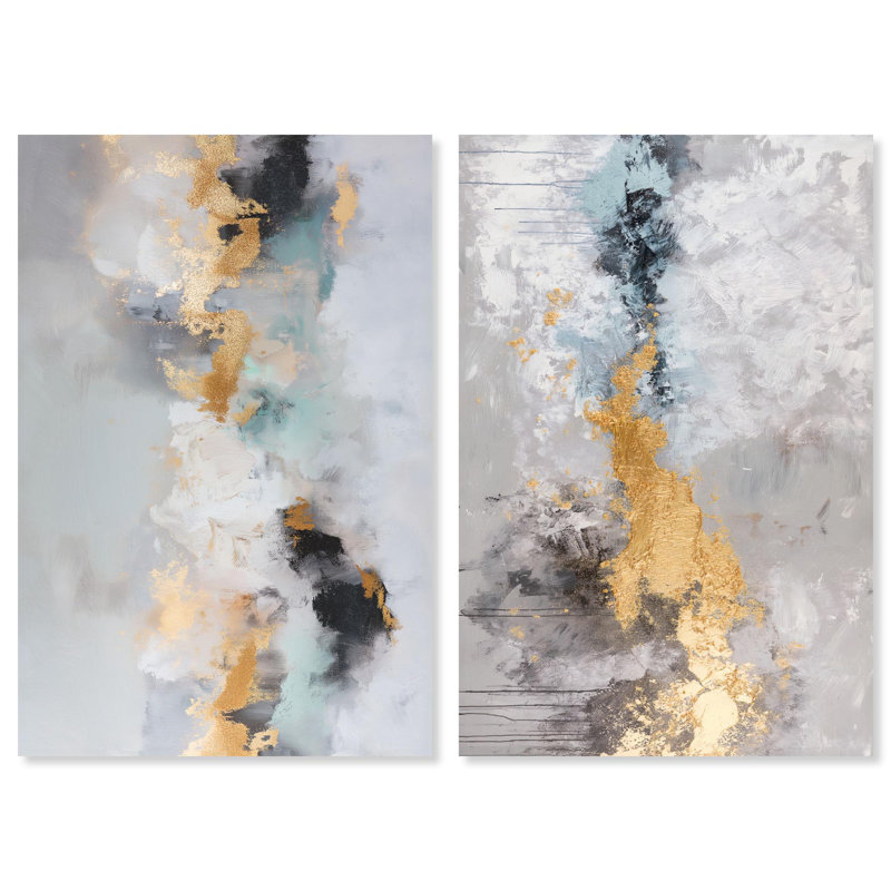Ensemble de 2 reproductions d'art sur toile Gilded Luxe Duo , H 45 po x l 30 po, Toile tendue, Ne s’applique pas