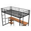 Lit mezzanine simple avec table et tablettes / Métal robuste robuste / Table et tablettes intégrées / Réduit le bruit / Barrière de sécurité / 2 échelles latérales / Certifié PCC / Aucun sommier tapissier requis