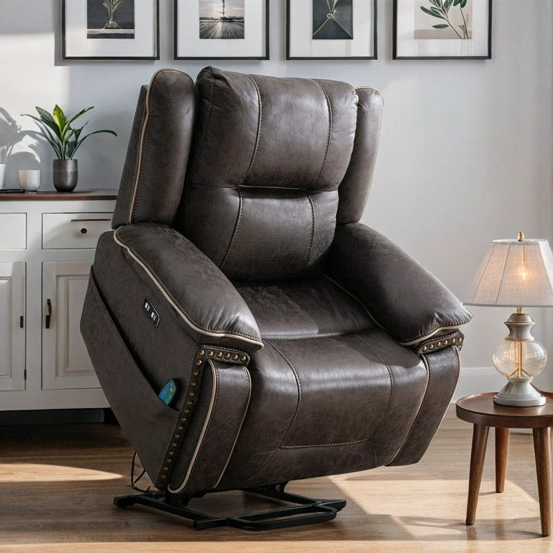 Khristina Dual Motor Power Lift Massage Recliner – 40.2" Wide Overstuffed Home Theater Seat with Heat & USB Charging