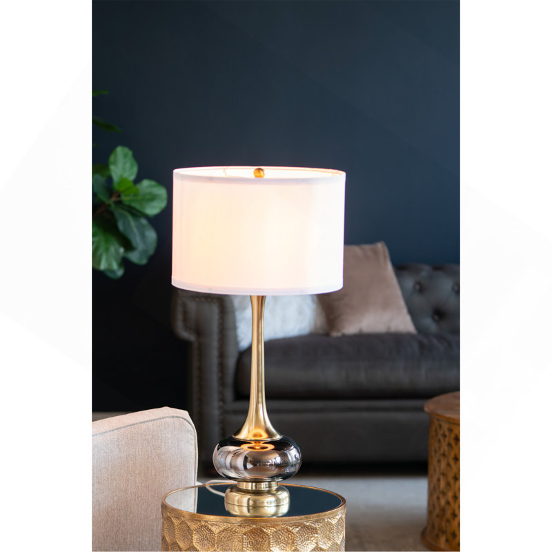 D15x29" Table Lamp With Glass Drum