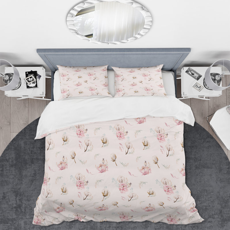 Bohème rose rétro roses - ensemble de housse de couette traditionnel - microfibre de polyester