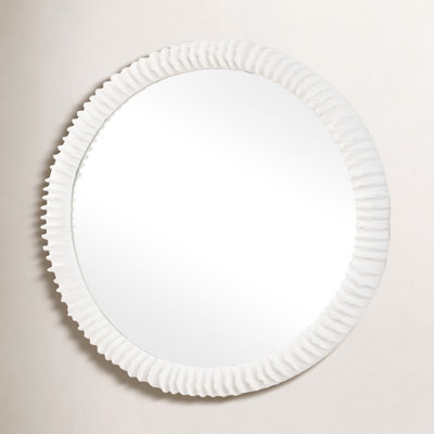  Akiko White Round Mirror