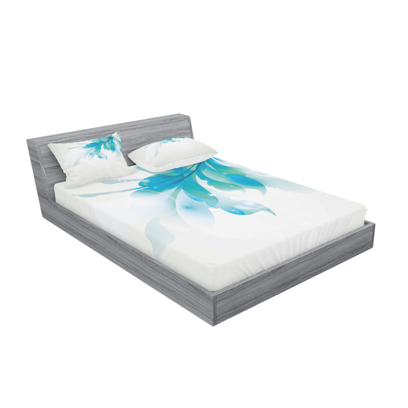 Microfiber Floral Sheet Set, Queen Sheet Set + Fitted Sheet + 2 Pillowcases