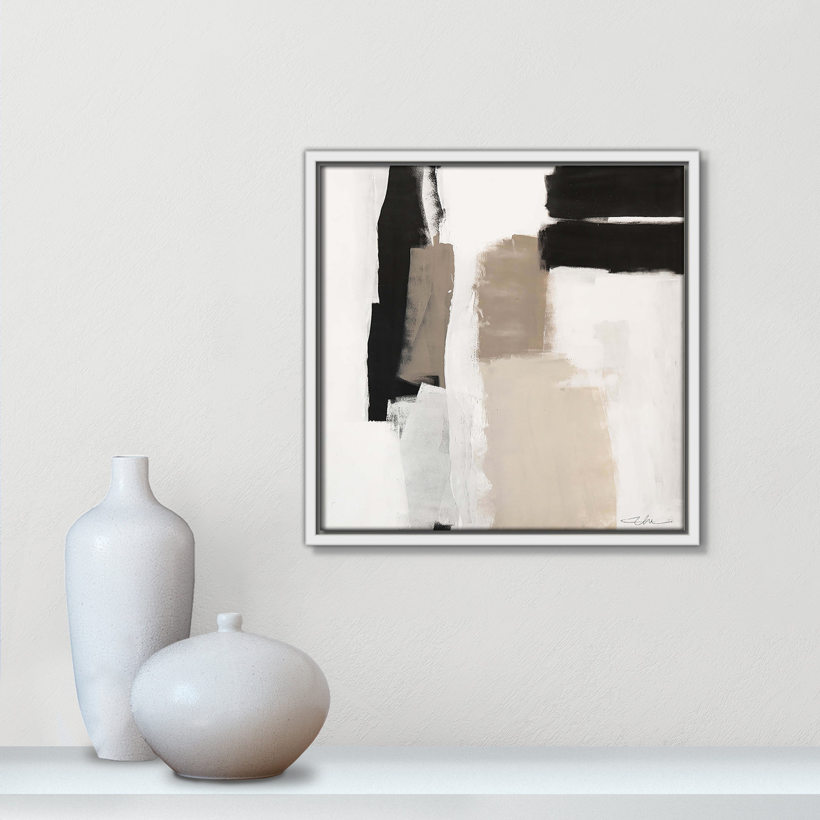 13.5" H x 13.5" W x 2" D, White Floater Framed