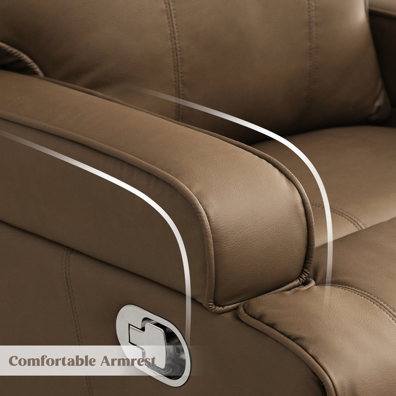 31.9“ Modern and Soft Manual Upholstered Swivel and Rocking Manual Recliner, Brown