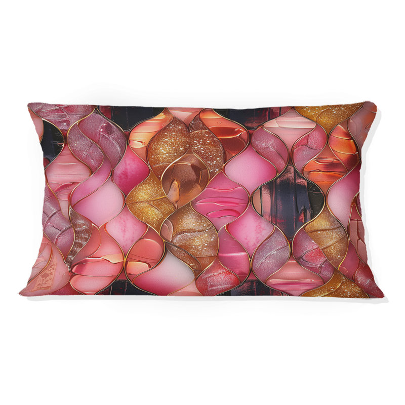 Coussin lombaire moderne rose et or scintillant II
