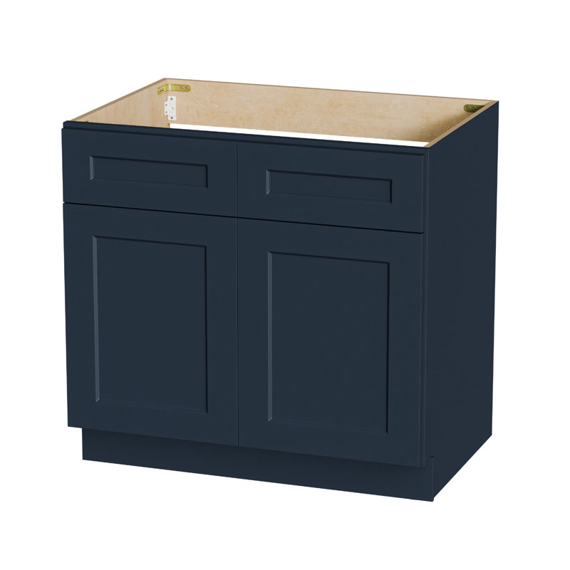 Armoire de cuisine 36 po bleu marine en bois massif et bois synthétique RTA