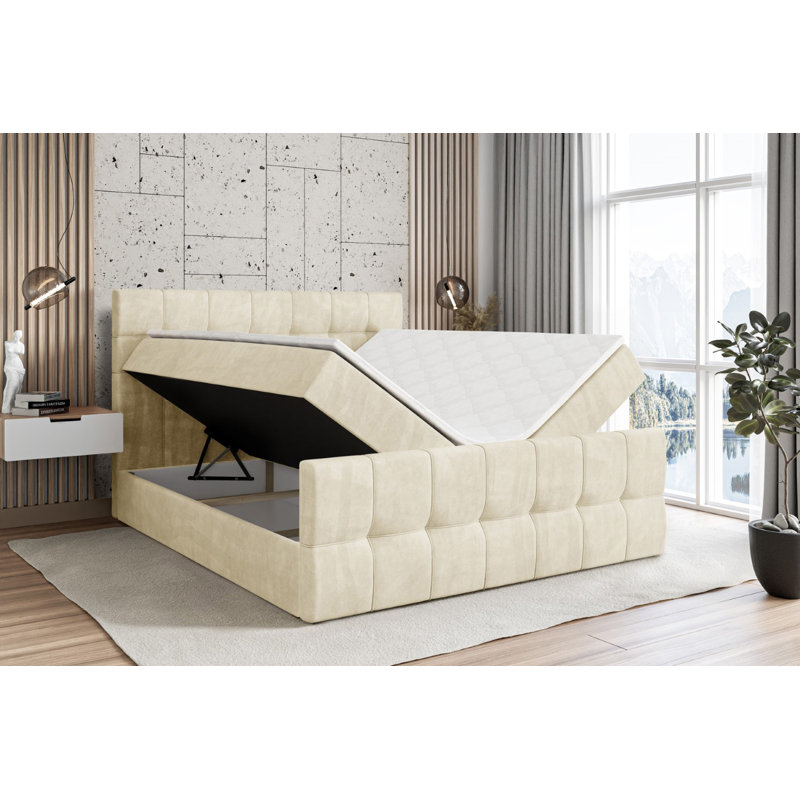 Rouven Divan Bed with Mattress, 120 x 200cm, Beige
