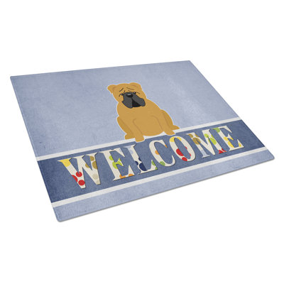 Caroline's Treasures Welcome Dog Glass English Bulldog Cutting Board
