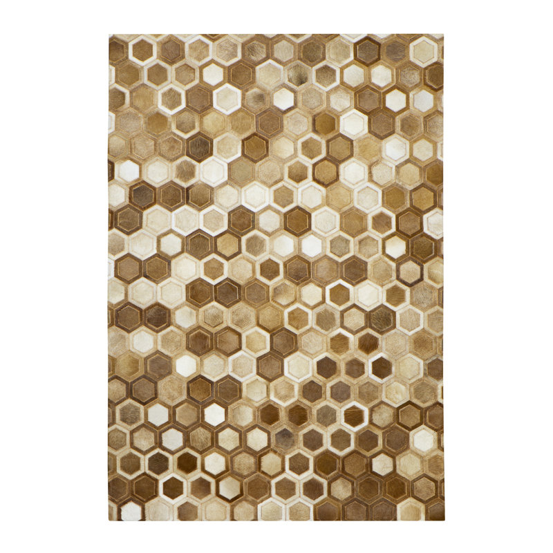 Marceline Geometric Cowhide Hand Woven 180cm X 120cm Area Rug