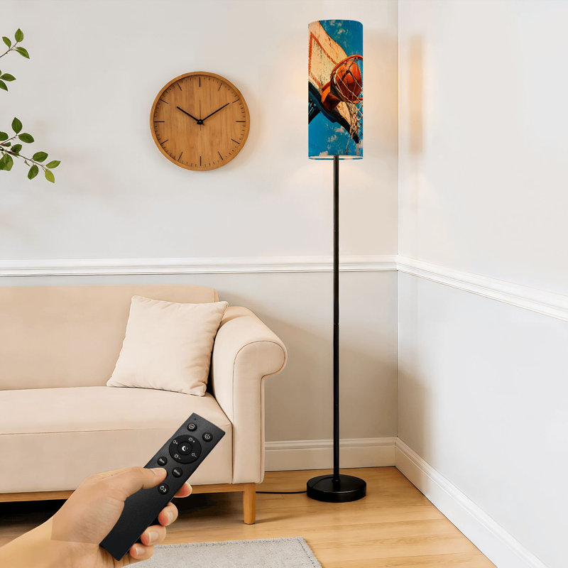 Lampe sur pied rustique d'extérieur Basketball Hoop Basketball Against Vibrant Blue