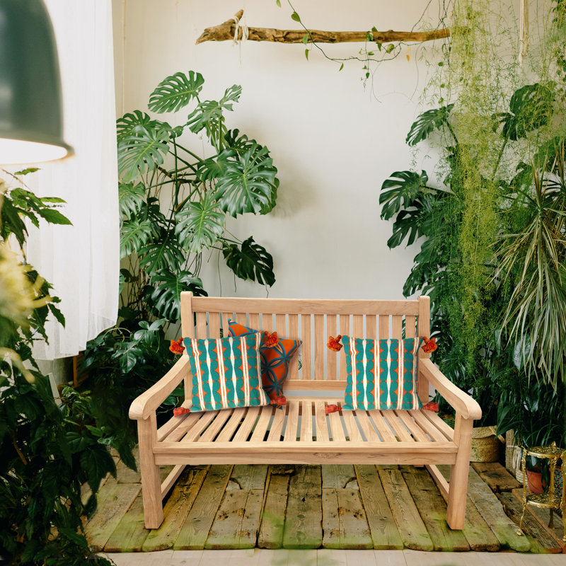 Banc de jardin et de patio en bois de teck massif Casson, H 37 po x l 47 po x p 24 po