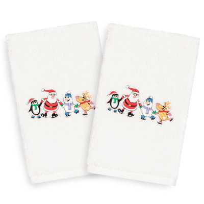 Débarbouillette de Noël brodée en coton turc