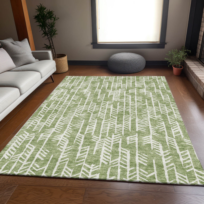 Tapis vert Prisco lavable à la machine de qualité supérieure, Rectangle 9 pi x 12 pi