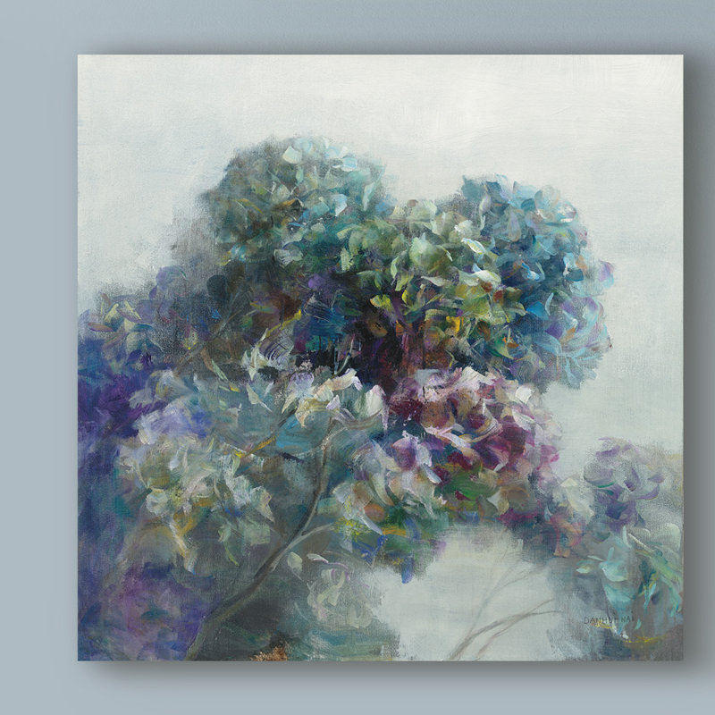 « abstract hortensia », reproduction de peinture à l’acrylique sur toile tendue, H 35 po x l 35 po x P 2 po