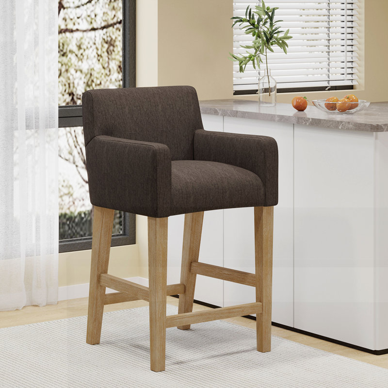 Tabouret de comptoir rembourré de 26 po, Brun, 1