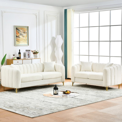 Luxury Oversized 5 - Seat Chenille Couch With High Density Foam, Metal Legs, And Curved For Living Room Unwind Elegant Design Primary Space