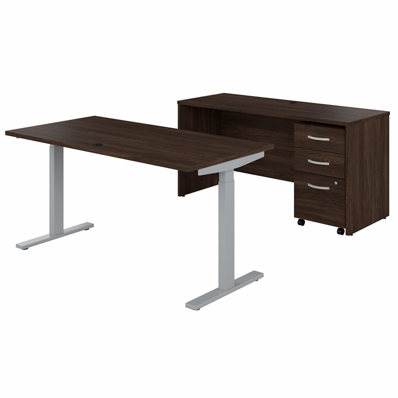 Ensemble de bureau pour travailler debout 4 pièces Studio C, Noir noyer
